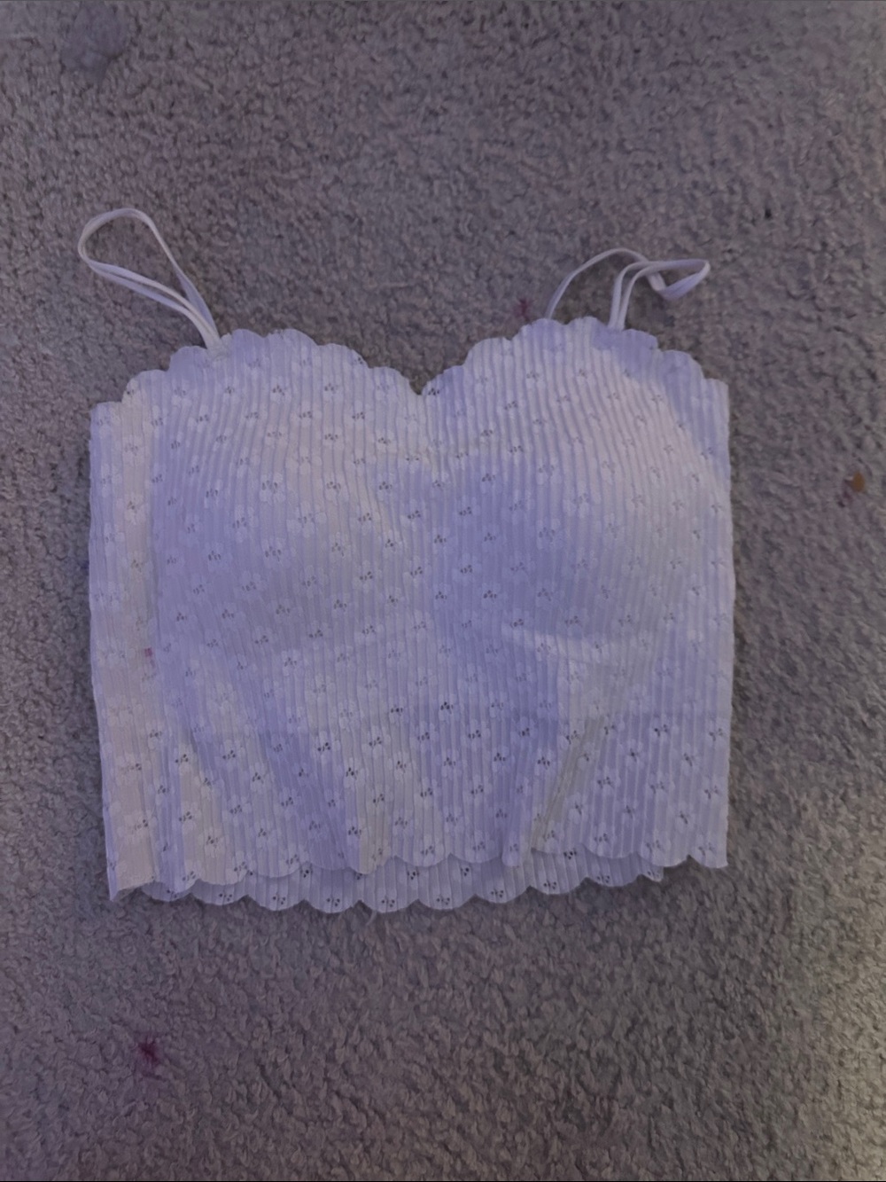 White Scalloped Eyelet Cropped Cami Top